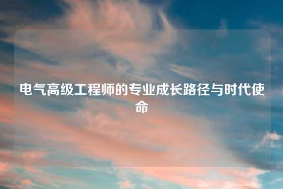 电气高级工程师的专业成长路径与时代使命