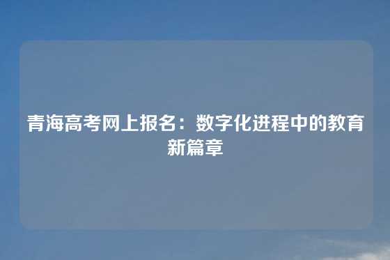 青海高考网上报名：数字化进程中的教育新篇章