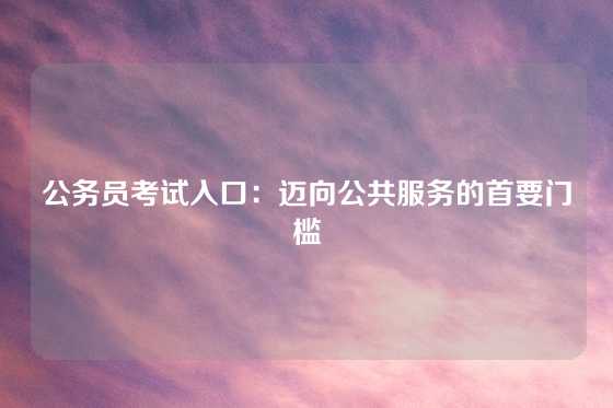 公务员考试入口：迈向公共服务的首要门槛
