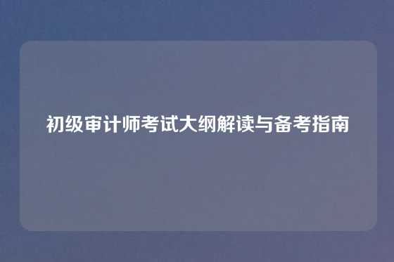 初级审计师考试大纲解读与备考指南