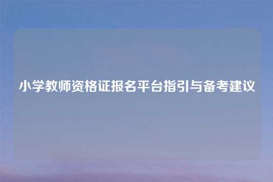 小学教师资格证报名平台指引与备考建议